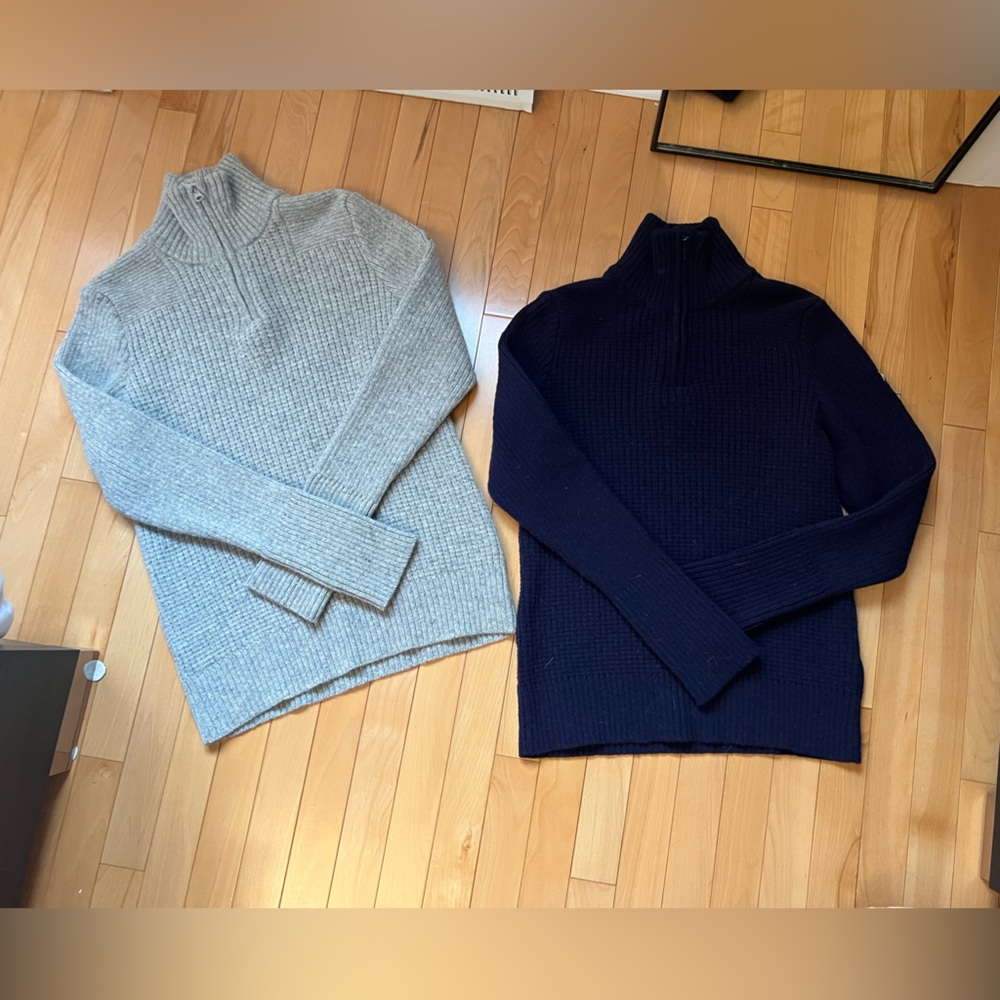 100% lambswool helly hansen 1/4 zip sweater